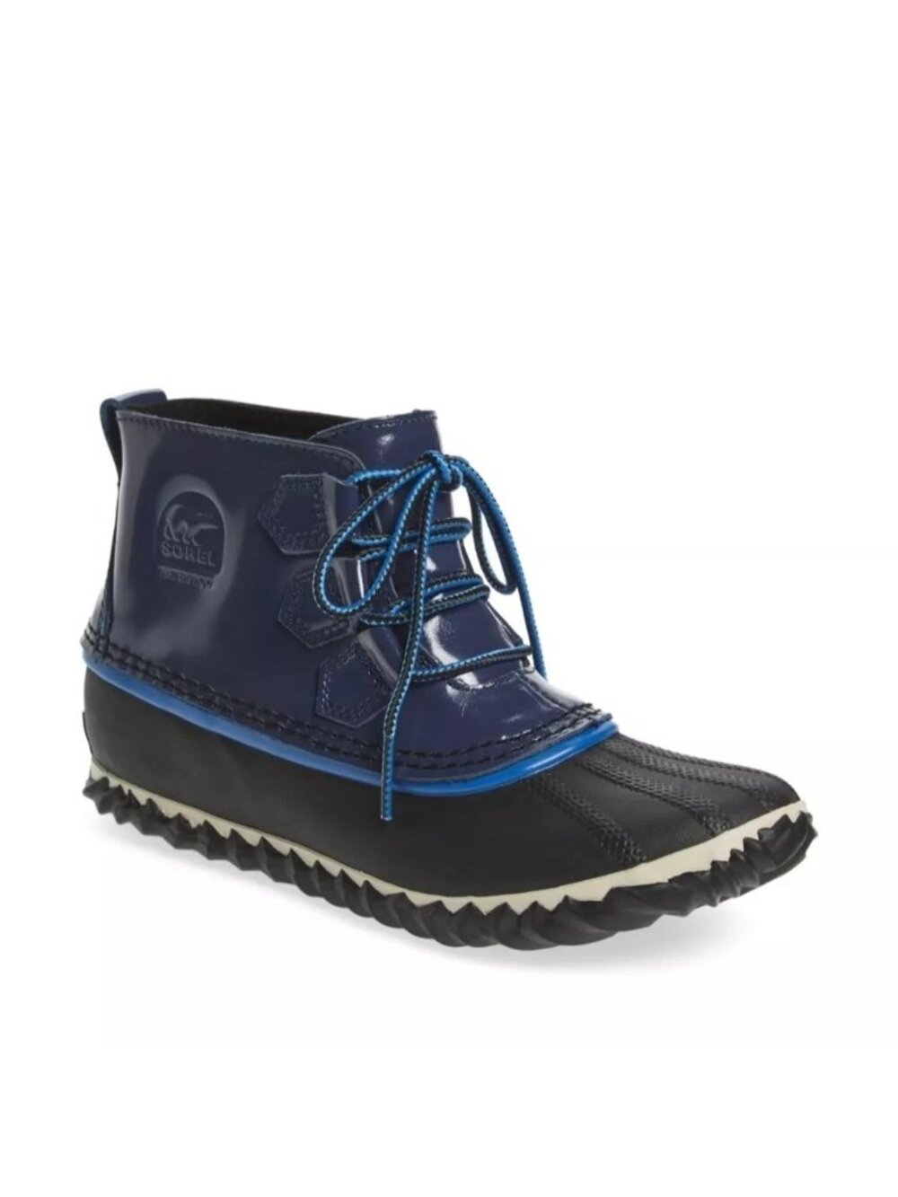 Sorel Out N About Boots Womens 6.5 Navy Blue Waterproof Leather Duck Rain Boot